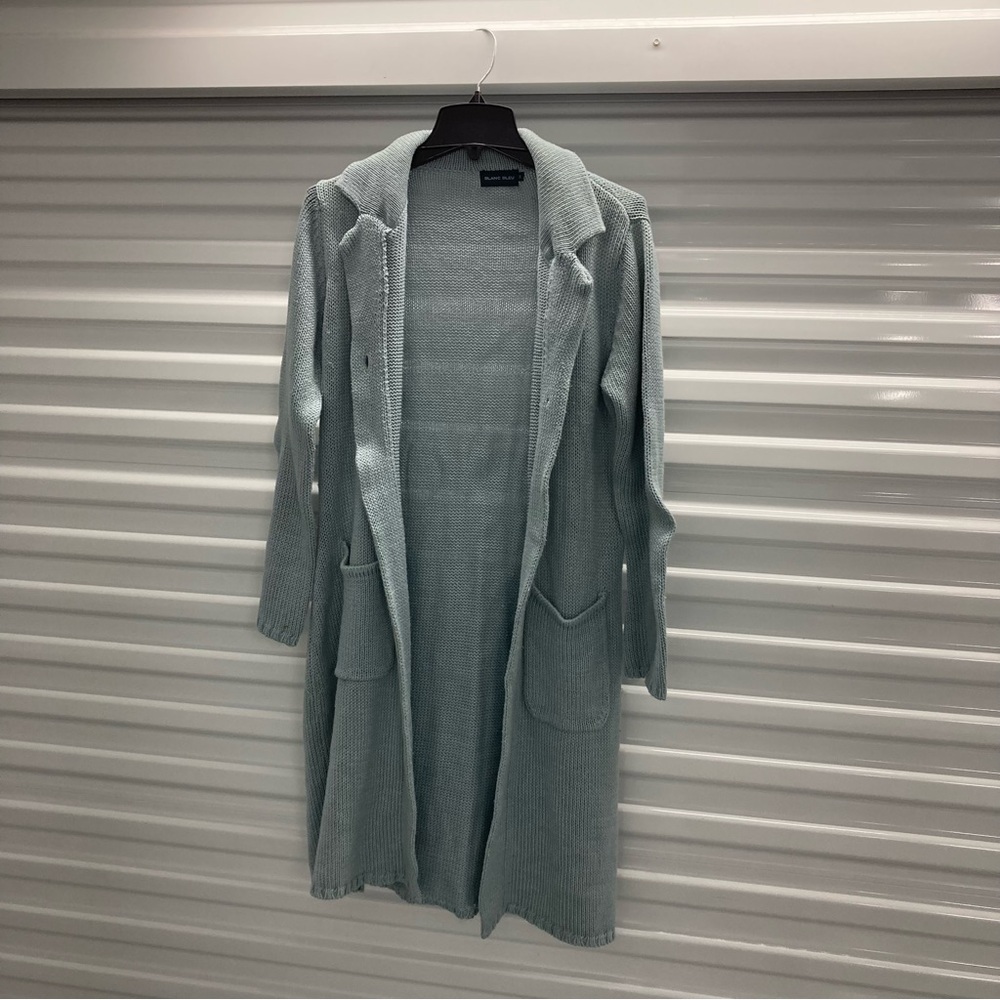 Elegant Light Blue Long Cardigan